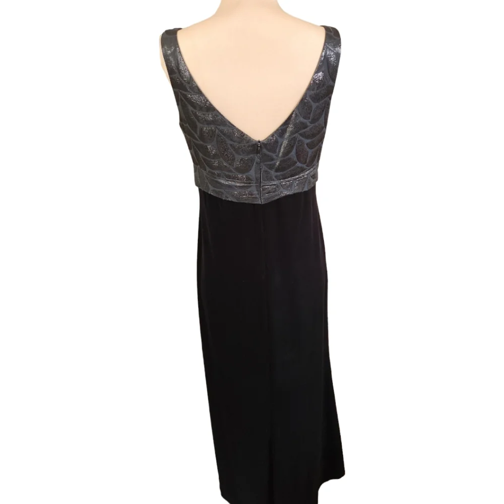 PATRA Black & Silver Velvet Jacquard Evening Gown - Size 10 - Picture 9 of 14